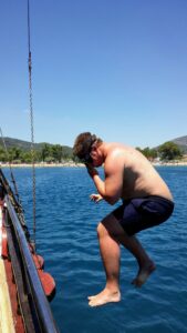 Jumping from a boat