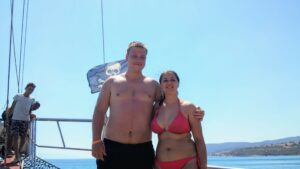 Posing on the boat