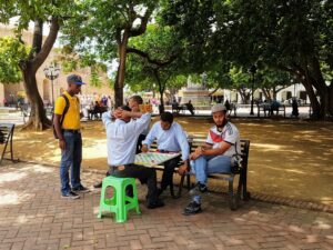 Main square, people playing games