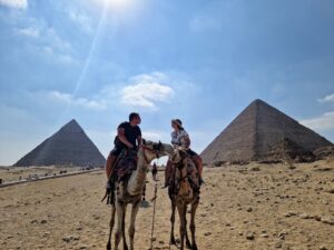 Camel ride by the pyramids in Giza