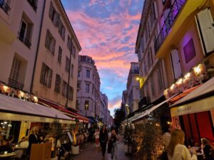 Cannes street with restaurants