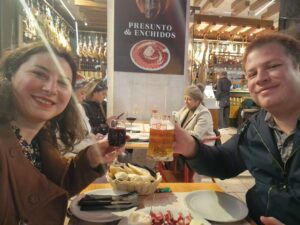Food and drinks - port, beer and jamon (1)