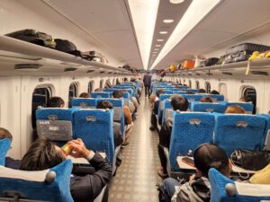 Shinkansen train inside ordinary car