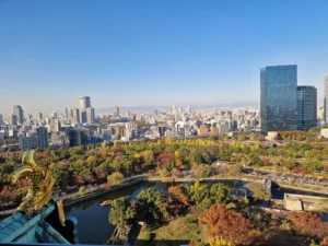 Osaka castle view from above