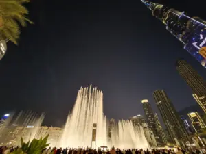 Dubai Fountains view with Burj Khalifa