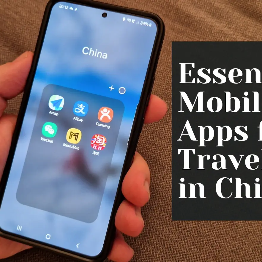 Illustration of China-themed apps on a mobile device