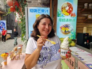 Xingping old town icecream in bamboo cup