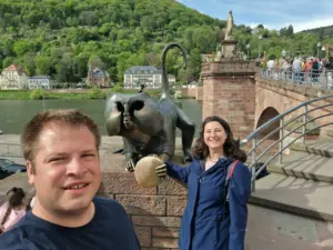 Old Bridge Heidelberg monkey photo