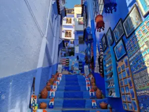 Chefchaouen blue stairs photo view