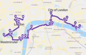 London self-guided walking tour - map